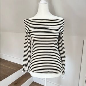 ba&sh Black and White Striped Off-Shoulder Casual Too